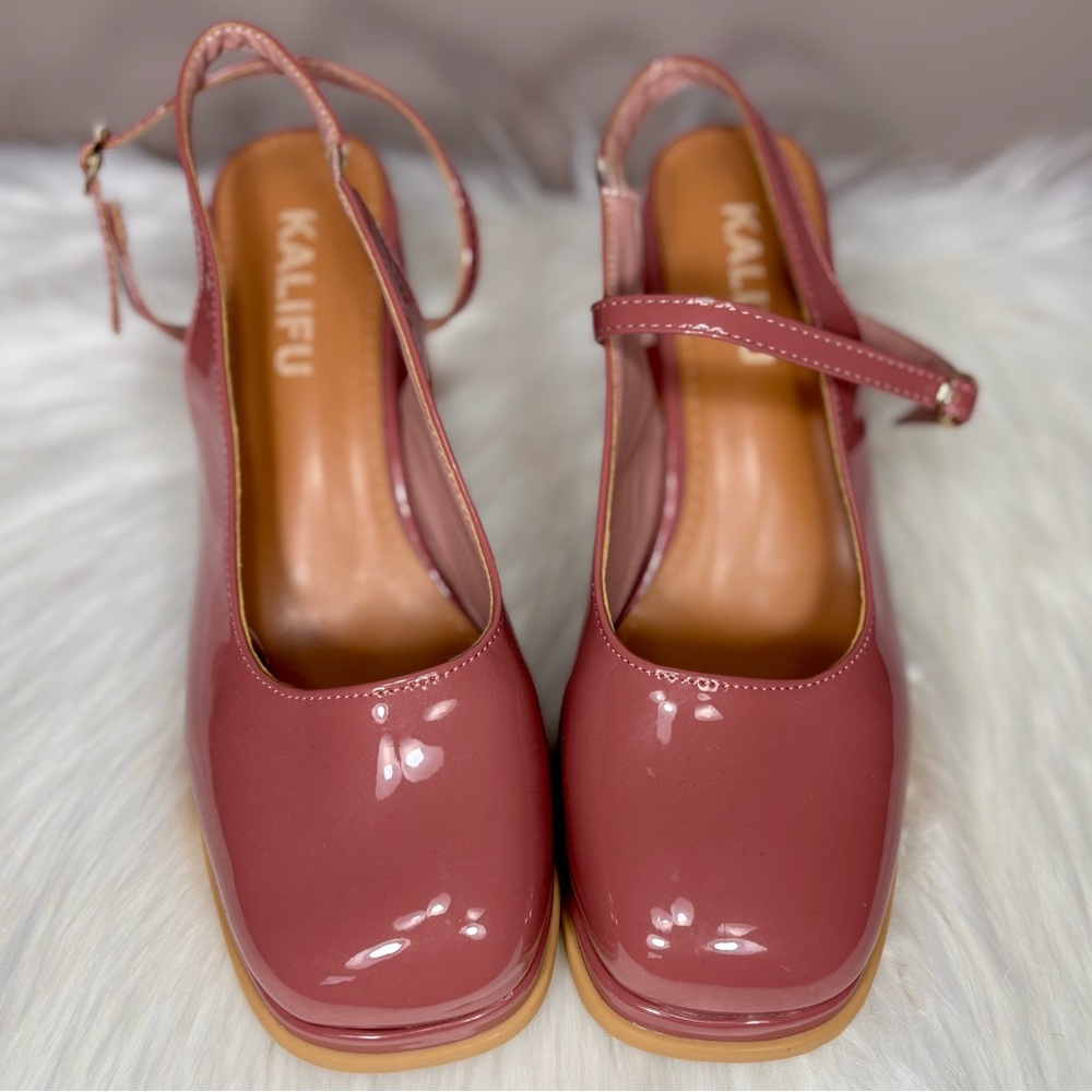 Patent Faux Leather Chunky Heels